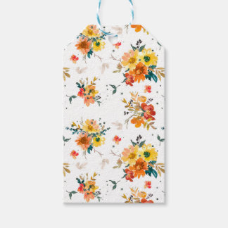 ÉTIQUETTES-CADEAU JAUNE ET ORANGE AUTOMNE FLEURS DE CHUTE