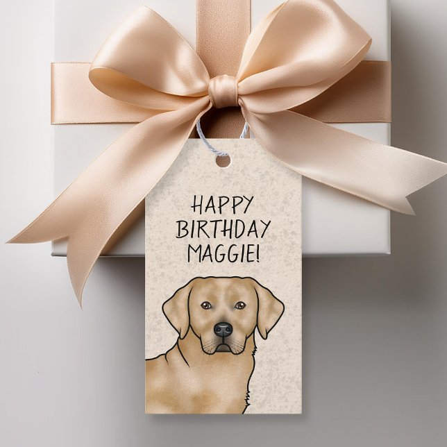 Étiquettes-cadeau Jaune Labrador Retriever Lab Chien Joyeux annivers (Créateur téléchargé)