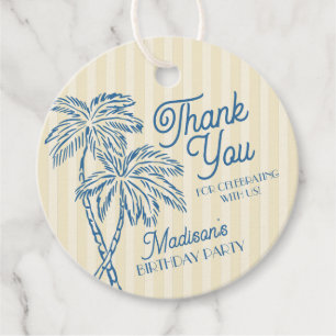 Étiquettes Cadeau Jaune Palm Springs Pastel Beach Anniversaire Party