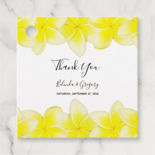 Étiquettes Cadeau Jaune Plumeria Frangipani Cadeau Mariage