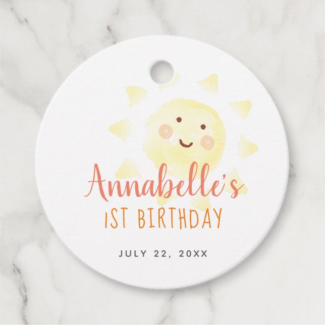 Étiquettes Cadeau Jaune soleil Merci d'anniversaire (Devant)