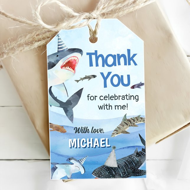 Étiquettes-cadeau Jawsome Requin sous la mer Anniversaire (Créateur téléchargé)