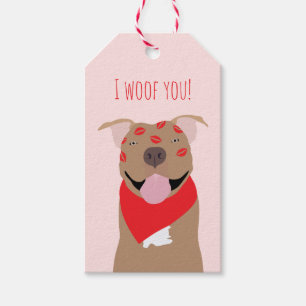 Étiquettes-cadeau Je t'ai malmenée des marques de baiser de Bulldog 