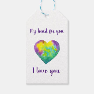 Étiquettes-cadeau Je t'aime coeur arc-en-ciel Saint-Valentin