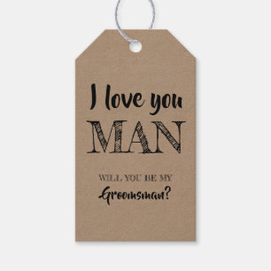 Étiquettes-cadeau Je T'Aime Homme Groomsman Drôle