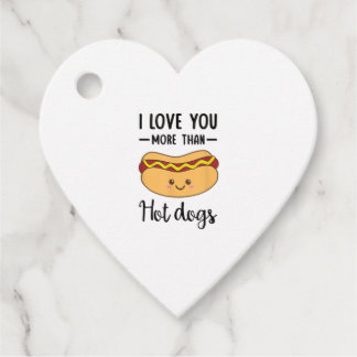 Étiquettes Cadeau Je t'aime plus que les Hot Dogs, drôle de jeu de m