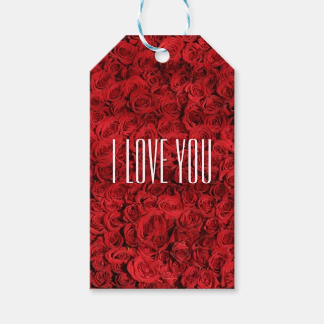 Étiquettes-cadeau Je t'aime sur un lit de Roses (Devant)