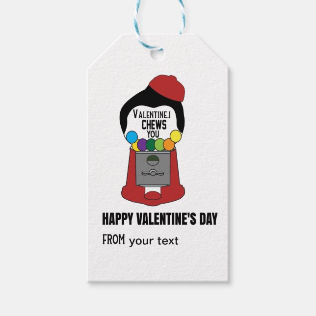 Étiquettes-cadeau Je te mâche Saint Valentin, Garçon Valentine (Devant)