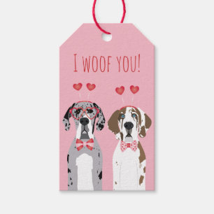 Étiquettes-cadeau Je Vous Malheur Les Grands Chiens Danois Rouge Ros