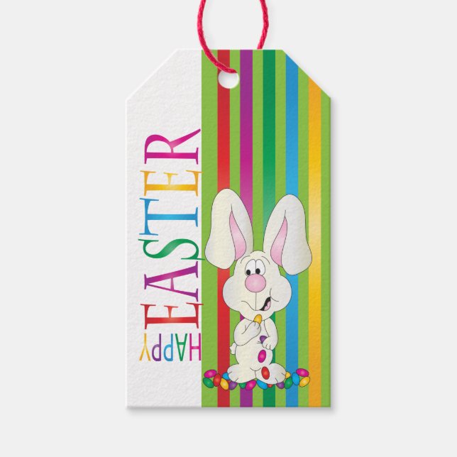 Étiquettes-cadeau Jelly Bean Bunny de Pâques (Devant)