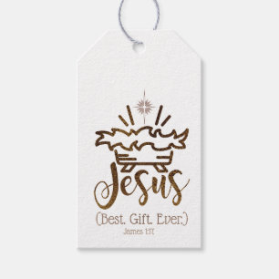 Étiquettes-cadeau JESUS LE MEILLEUR CADEAU JAMAIS Écriture de Noël
