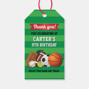 Étiquettes-cadeau Jeu Jour Sports Équipe Anniversaire