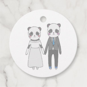 Étiquettes Cadeau Jeune Couple de Mariés Panda Mignon – Mariée & Mar