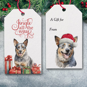 Étiquettes-cadeau Jingle All Way Australian Cattle Chien Noël