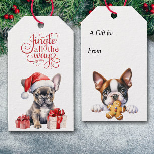 Étiquettes-cadeau Jingle All Way French Bulldog Noël
