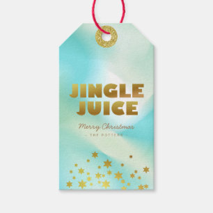 Étiquettes-cadeau Jingle Pastel Green Gradient & Gold