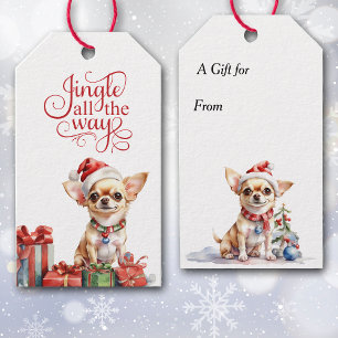 Étiquettes-cadeau Jingle Tout le chemin Chihuahua Chien Noël
