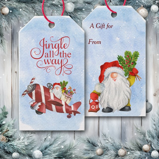 Étiquettes-cadeau Jingle tout le chemin Père Noël livraison d'avion (Créateur téléchargé)