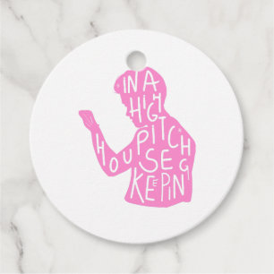 Étiquettes Cadeau JJ's silhouette ménagère citation en rose pastel