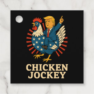 Étiquettes Cadeau Jockey de poulet Trump Mème amusant