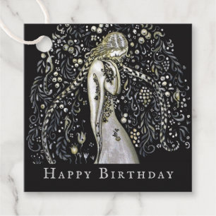 Étiquettes Cadeau John Bauer Flora fleurs bonheur CC1150 Anniversair