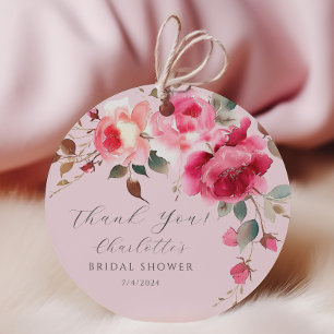 Étiquettes Cadeau Joie des Fleurs Roses pour une Mariée