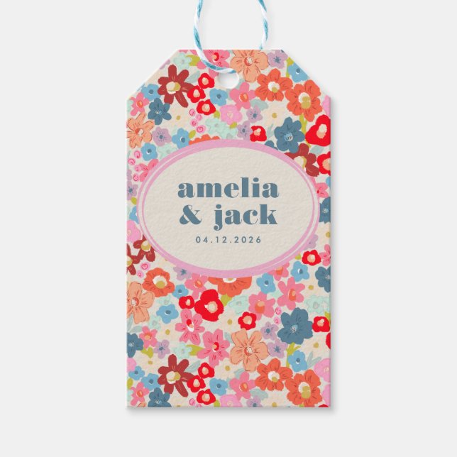 Étiquettes-cadeau Joie florissante Bright Bold Jardin Floral Mariage (Devant)