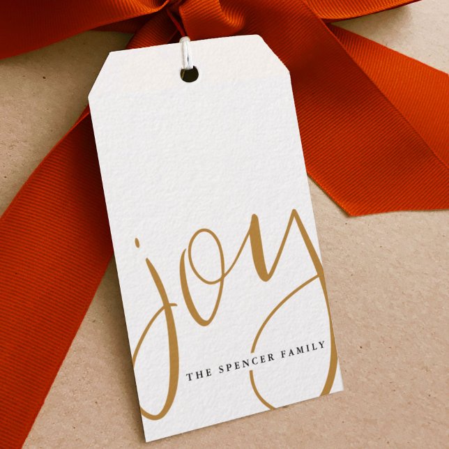 Étiquettes-cadeau Joie Lettrée (Hand lettered joy Christmas gift tag.)
