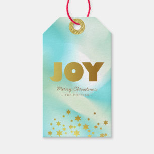 Étiquettes-cadeau Joie Pastel Green Gradient & Gold
