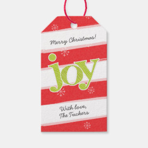 Étiquettes-cadeau JOIE Sucre de canne Stripes Noël Rouge Vert