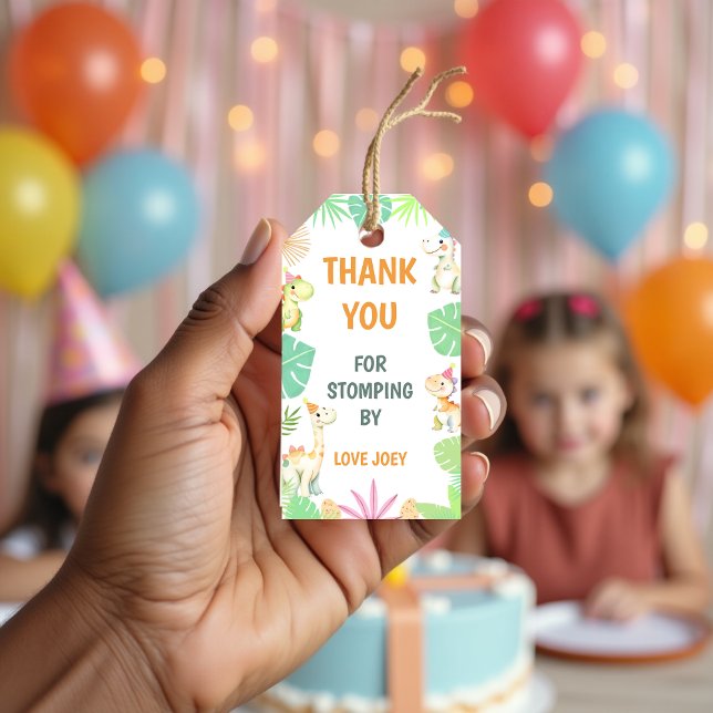 Étiquettes-cadeau Joli Anniversaire aux Dinosaures dans la Jungle Me (Cute Dinosaur Jungle Birthday Party Thank You Gift Tags )