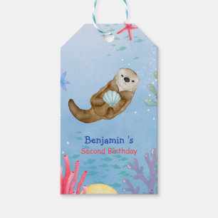 Étiquettes-cadeau Joli arc-en-ciel Otter Scallops fête d'anniversair