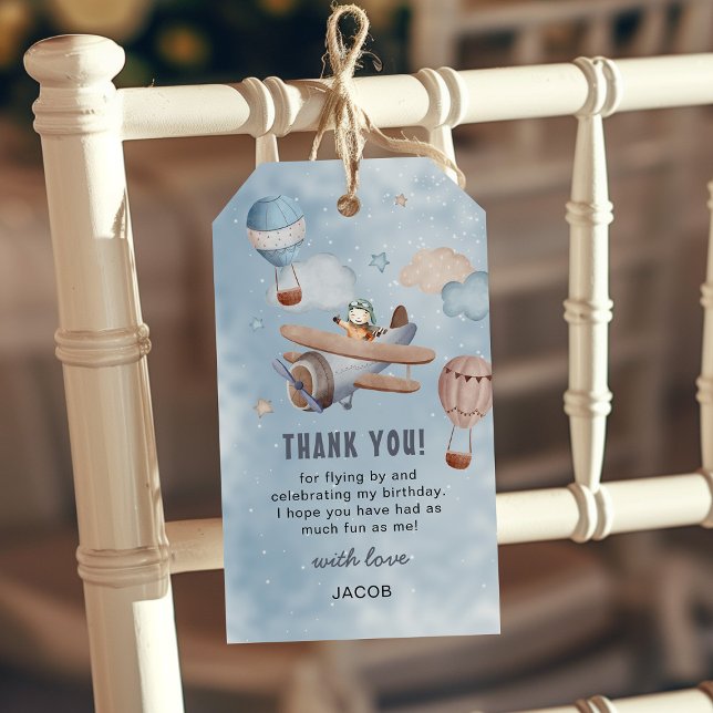 Étiquettes-cadeau Joli avion aquarelle aviation garçon d'anniversair (Créateur téléchargé)