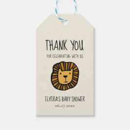 Étiquettes-cadeau Joli Baby shower de lions de jungle
