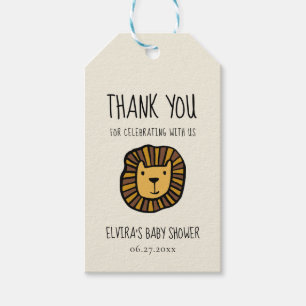 Étiquettes-cadeau Joli Baby shower de lions de jungle