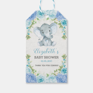 Étiquettes-cadeau Joli Baby shower Floral Jungle Eléphant