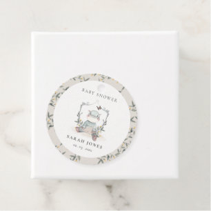 Étiquettes Cadeau Joli Baby shower Jaune bébé Hippo Foliage