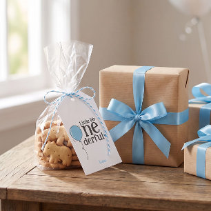 Étiquettes-cadeau Joli ballon bleu Onederful personnalisé