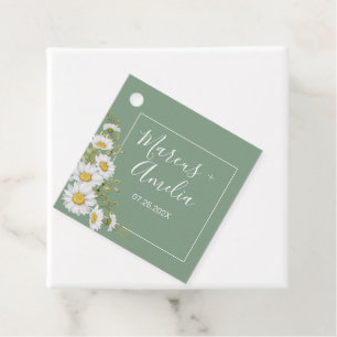 Étiquettes Cadeau Joli Basil Vert & Blanc Mariage