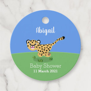 Étiquettes Cadeau Joli bébé guépard en cours de dessin animé illustr
