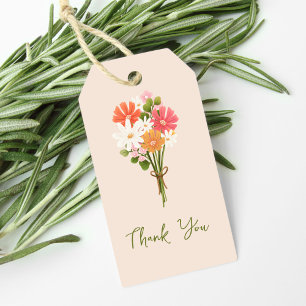 Étiquettes-cadeau Joli bouquet de fleurs modernes et colorées Merci