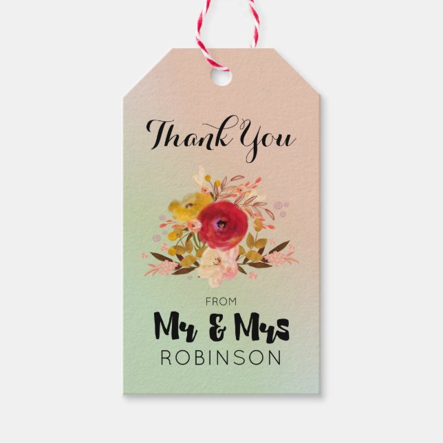 Étiquettes-cadeau Joli Bouquet Mariage de Bouquet Floral Aquarelle (Devant)