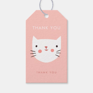 Étiquettes-cadeau Joli chat blanc Anniversaire merci
