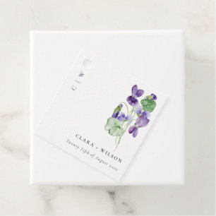 Étiquettes Cadeau Joli Chic Monogram Violet Floral Bunal Mariage