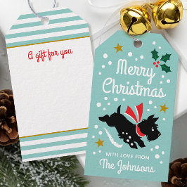 Étiquettes-cadeau Joli Chien écossais Noël Nom personnalisé Monnaie
