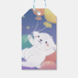 Étiquettes-cadeau Joli chiot avec ballons et étoiles