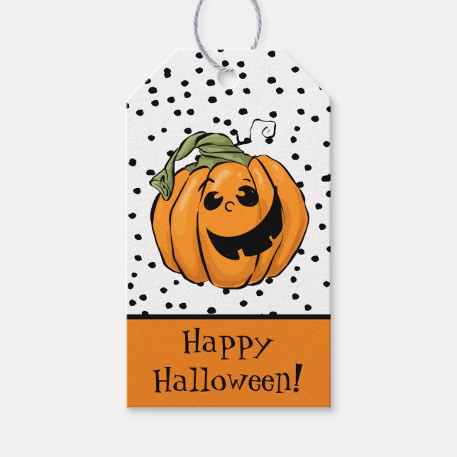 Étiquettes-cadeau Joli Citrouille Joyeux Halloween (Devant)