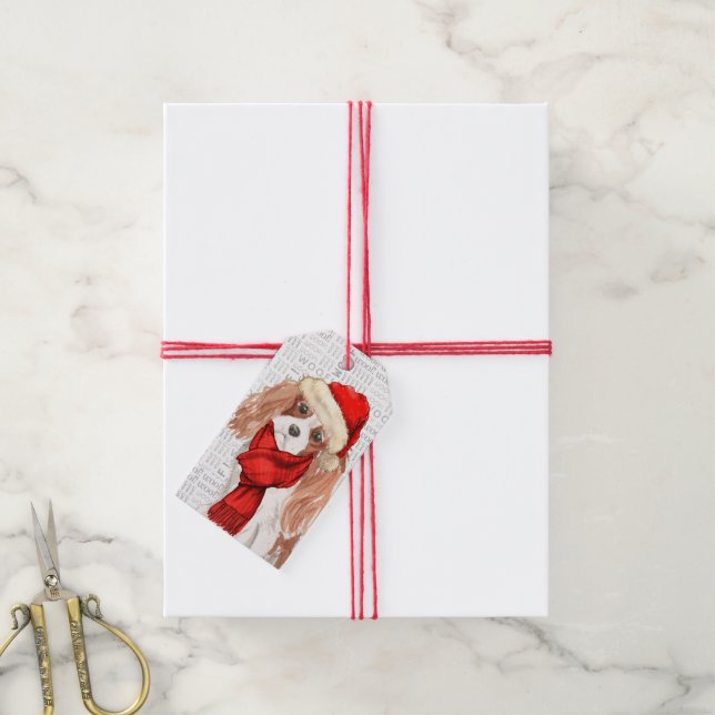 Étiquettes-cadeau Joli Cocker Spaniel Chien Noël (Avec de la ficelle)