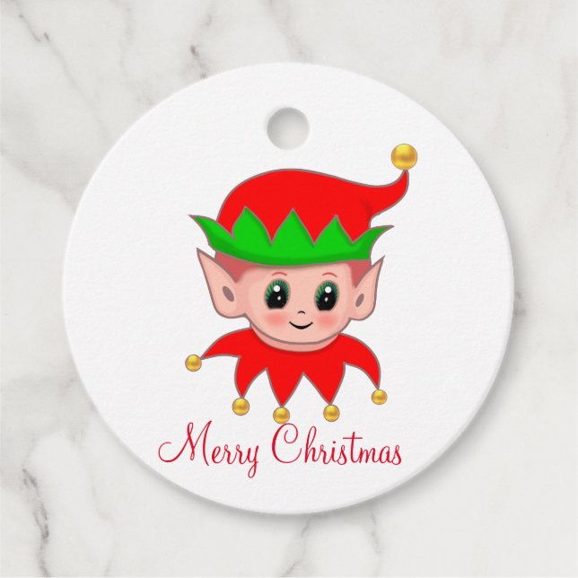 Étiquettes Cadeau Joli elfe de Noël (Devant)