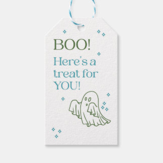 Étiquettes-cadeau Joli fantôme bleu et vert pour la fête d'Halloween